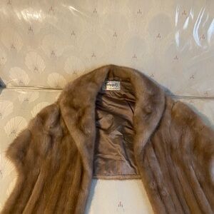 - Elegant LITE Brown MINK Shawl Collar VINTAGE SIZE SMALL
